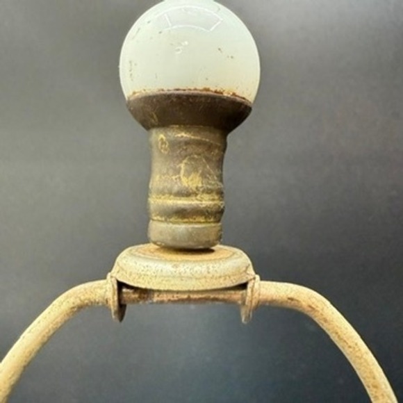 Vintage Opaline Glass Lamp Embossed Floral Egg Shaped Bedside Table 50s READ - Picture 13 of 16